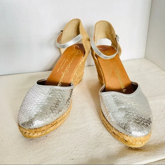 Gaimo Espadrilles Handmade in Spain Metallic Silver/Rope Espadrilles Size EU 41 - Picture 11 of 15